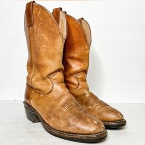 Classic Tan Leather Cowboy Boots